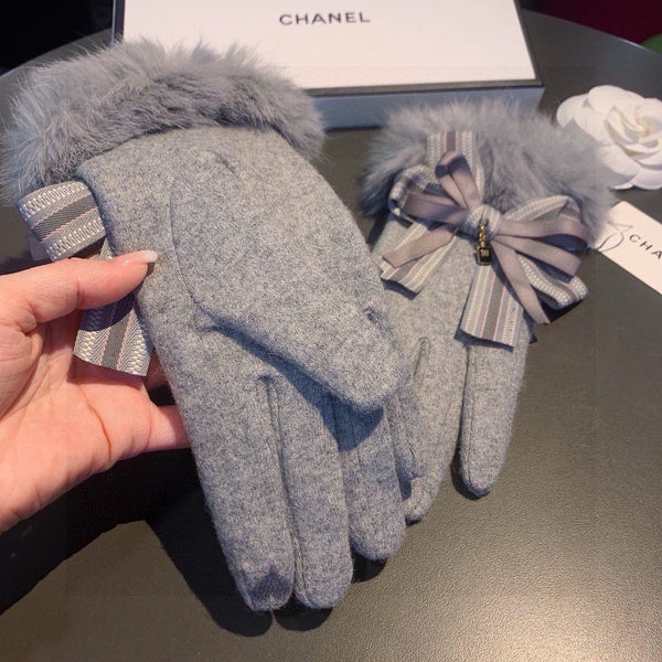 GLOVES IN DOLPHIN GRAY WOOL AND RABBIT FUR 441838