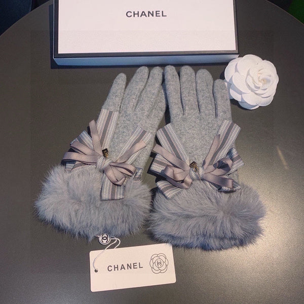 GLOVES IN DOLPHIN GRAY WOOL AND RABBIT FUR 441838