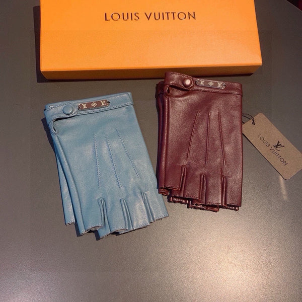 FINGERLESS GLOVES IN BLUE GREEN LAMBSKIN 453647