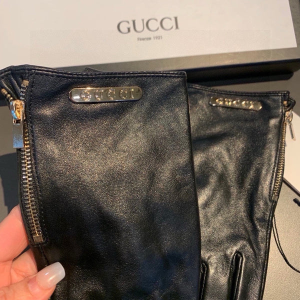 GUANTI TOUCHSCREEN CON CERNIERA LATERALE IN PELLE DI AGNELLO NERA 456311