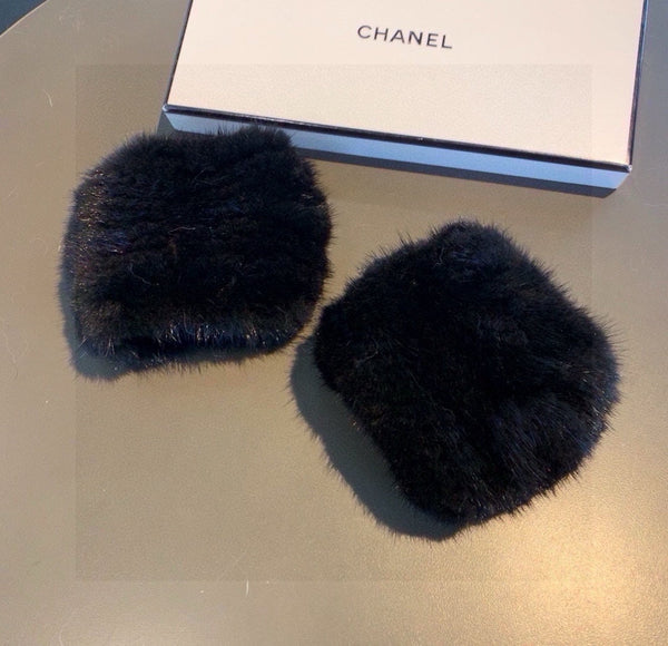 GUANTI SENZA DITA IN PELLICCIA DI LAPIN NERO 462278