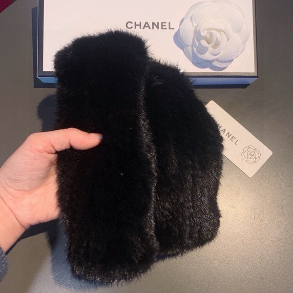 GUANTI SENZA DITA IN PELLICCIA DI LAPIN NERO 462279