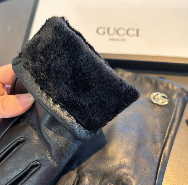 GUANTI TOUCHSCREEN IN PELLE DI AGNELLO NERA E FODERA IN SHEARLING 463863