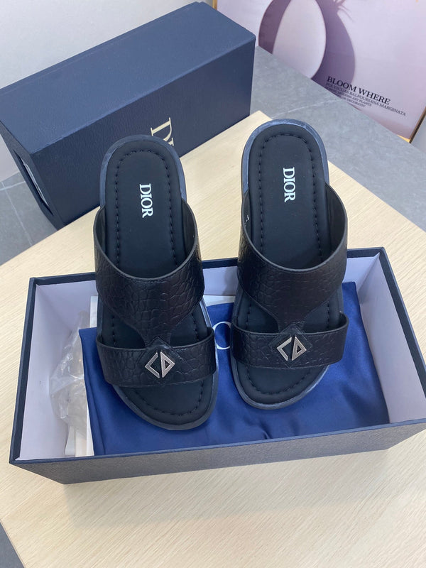 CD ALIDAS CROSS SNAKE MOTIF SANDAL BLACK CALFSKIN