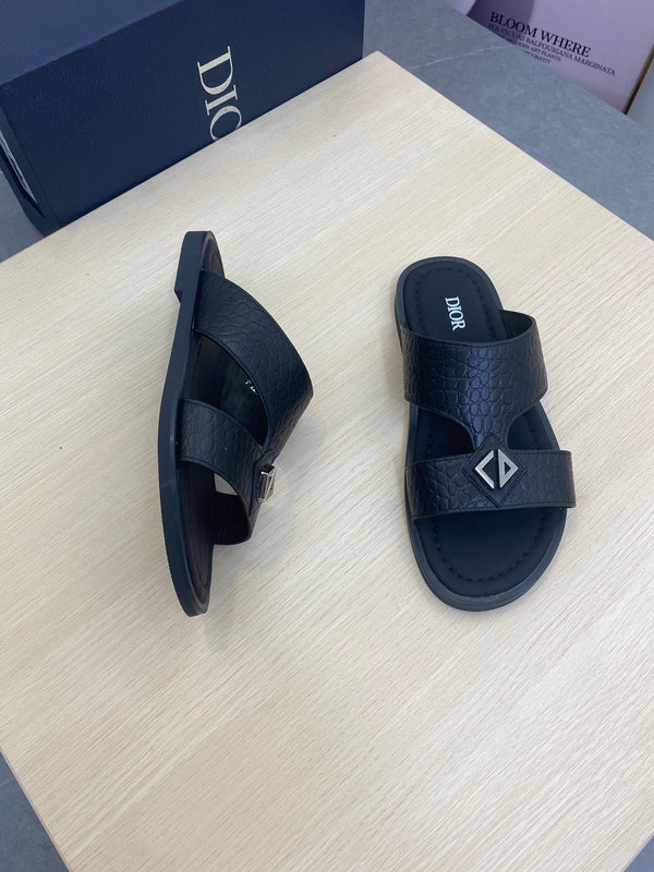 CD ALIDAS CROSS SNAKE MOTIF SANDAL BLACK CALFSKIN