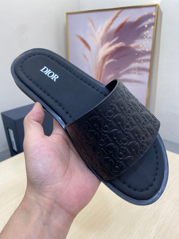 CD SLIDE ALIDAS SLIPPER NERO MONOGRAMMA PELLE DI VITELLO