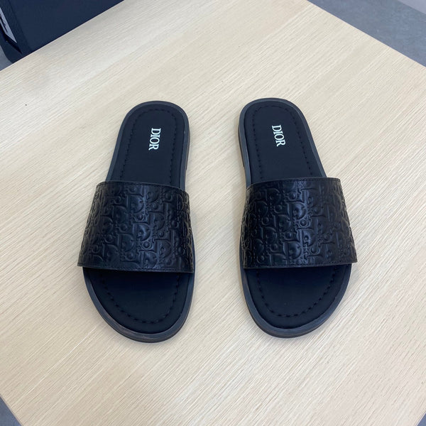 CD SLIDE ALIDAS SLIPPER BLACK MONOGRAM CALFSKIN