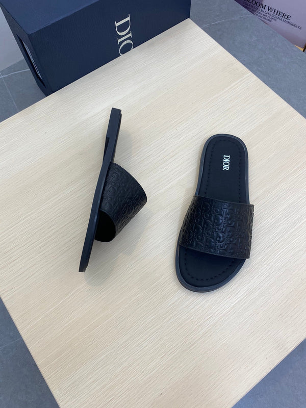 CD SLIDE ALIDAS SLIPPER NERO MONOGRAMMA PELLE DI VITELLO