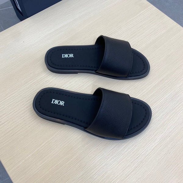 CD SLIDE ALIDAS SLIPPER BLACK GRAINED CALFSKIN