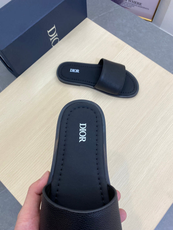 CD SLIDE ALIDAS SLIPPER IN PELLE DI VITELLO MARTELLATA NERA