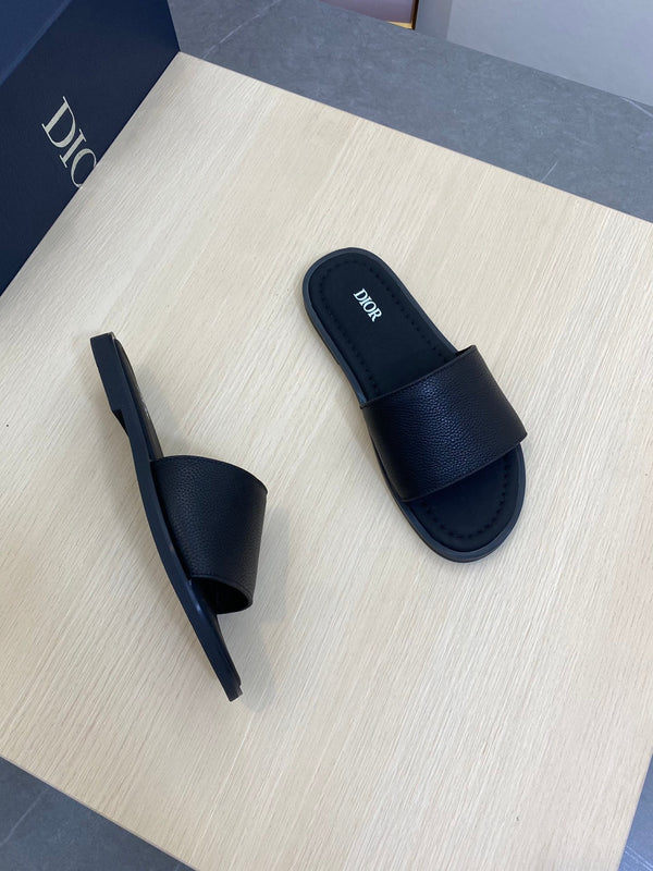 CD SLIDE ALIDAS SLIPPER IN PELLE DI VITELLO MARTELLATA NERA