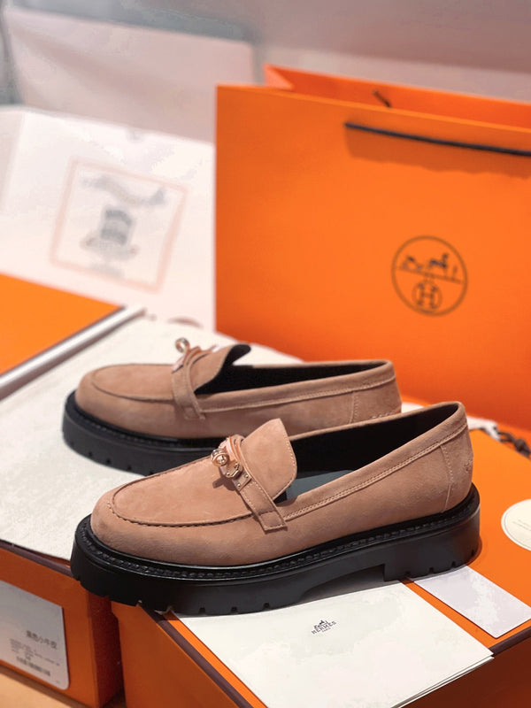 HM Icone Loafer In Light Coral Pink Suede 100106