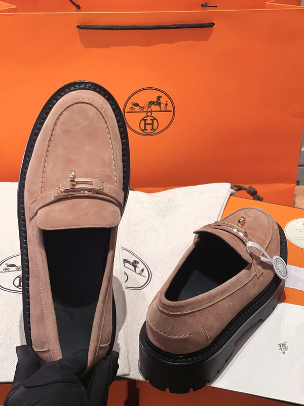 HM Icone Loafer In Light Coral Pink Suede 100106