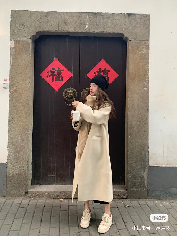 FF 170 CM SCARF IN BEIGE WOOL AND CASHMERE