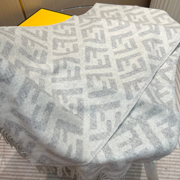 FF 170 CM SCARF IN DOVE GREY WOOL AND CASHMERE