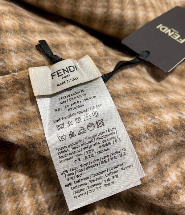 FF PONCHO 160 CM IN BEIGE CASHMERE AND WOOL