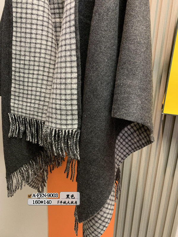 FFPONCHO 160 CM IN BLACK CASHMERE AND WOOL