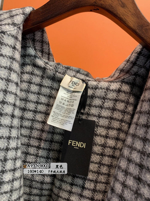 FFPONCHO 160 CM IN BLACK CASHMERE AND WOOL