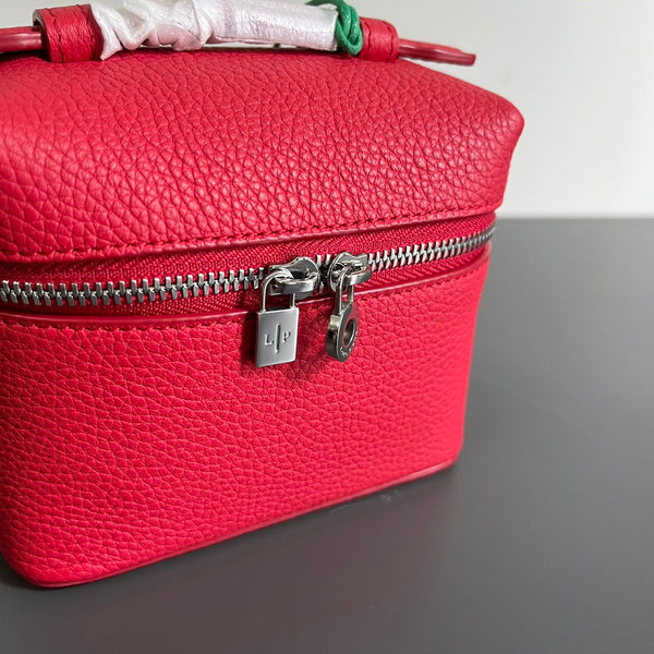 EXTRA POCKET L12 IN CRIMSON RED CALFSKIN WITH SILVER HARDWARE