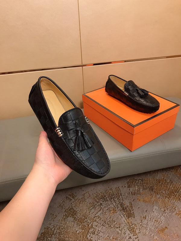 LV LOAFERS BLACK DAMIER CALFSKIN WITH TASSEL