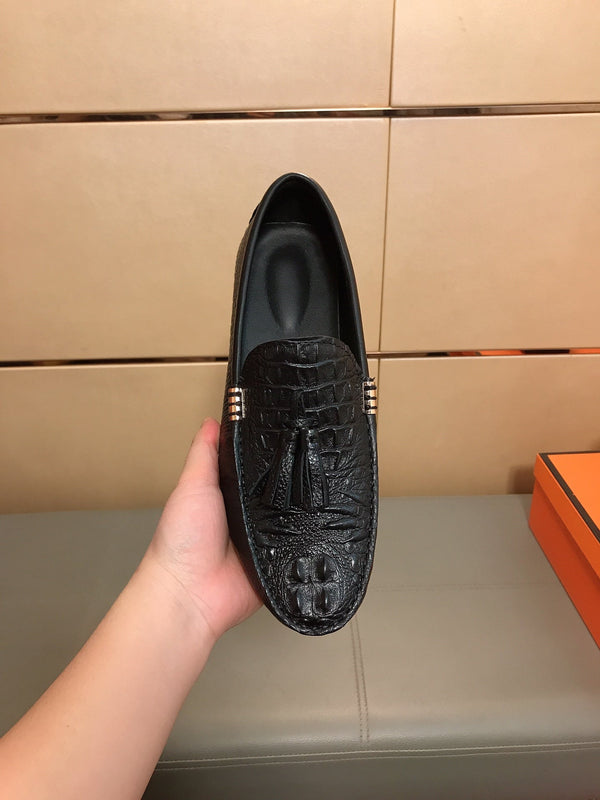 LV LOAFERS BLACK EMBOSSED CALFSKIN WITH TASSEL