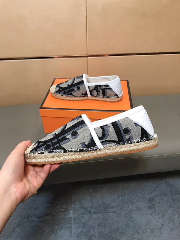 CD PARADISE ESPADRILLE LOAFER BLACK-GRAY MONOGRAM JACQUARD