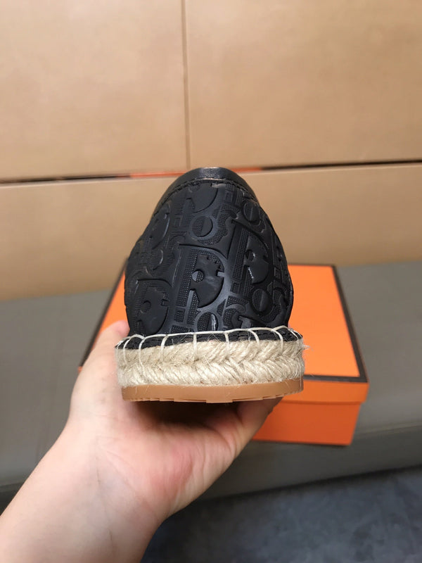 CD PARADISE ESPADRILLE LOAFER BLACK EMBOSSED CALFSKIN