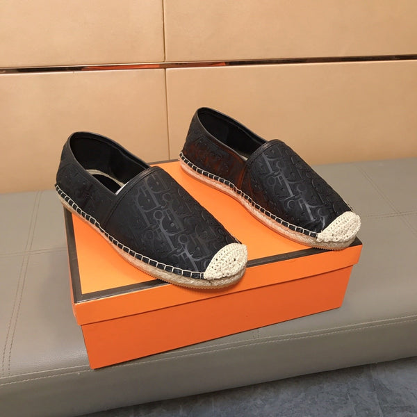 CD PARADISE ESPADRILLE LOAFER BLACK EMBOSSED CALFSKIN