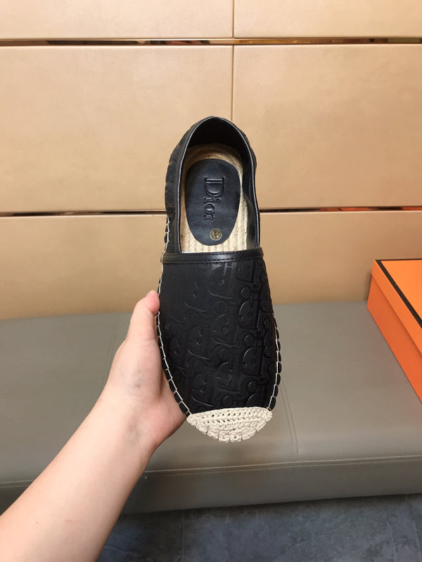 CD PARADISE ESPADRILLE LOAFER BLACK EMBOSSED CALFSKIN