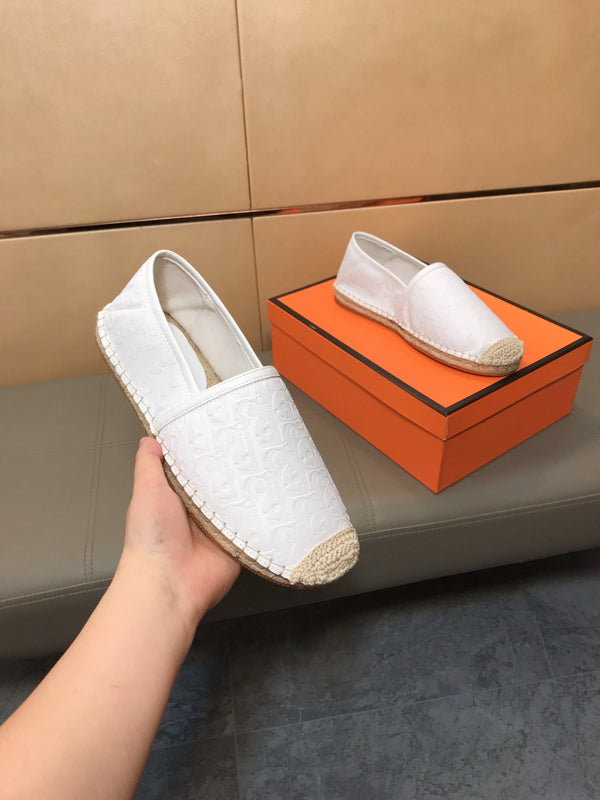 CD PARADISE ESPADRILLE LOAFER WHITE EMBOSSED CALFSKIN