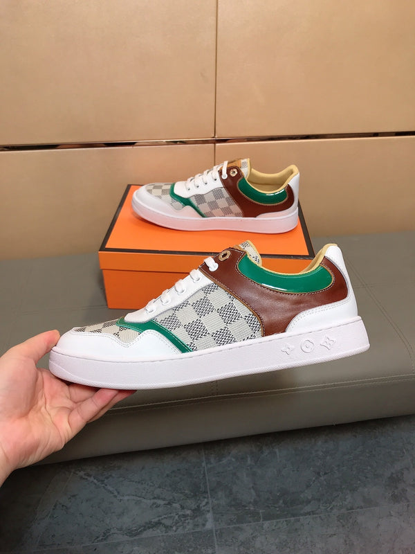 LV TRAINER WHITE CALFSKIN AND BEIGE BROWN DAMIER CANVAS