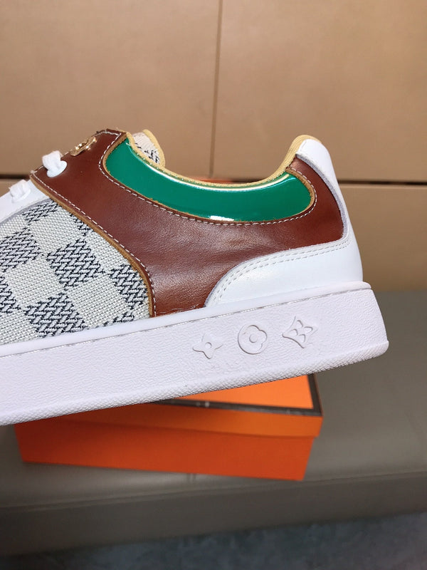 LV TRAINER WHITE CALFSKIN AND BEIGE BROWN DAMIER CANVAS