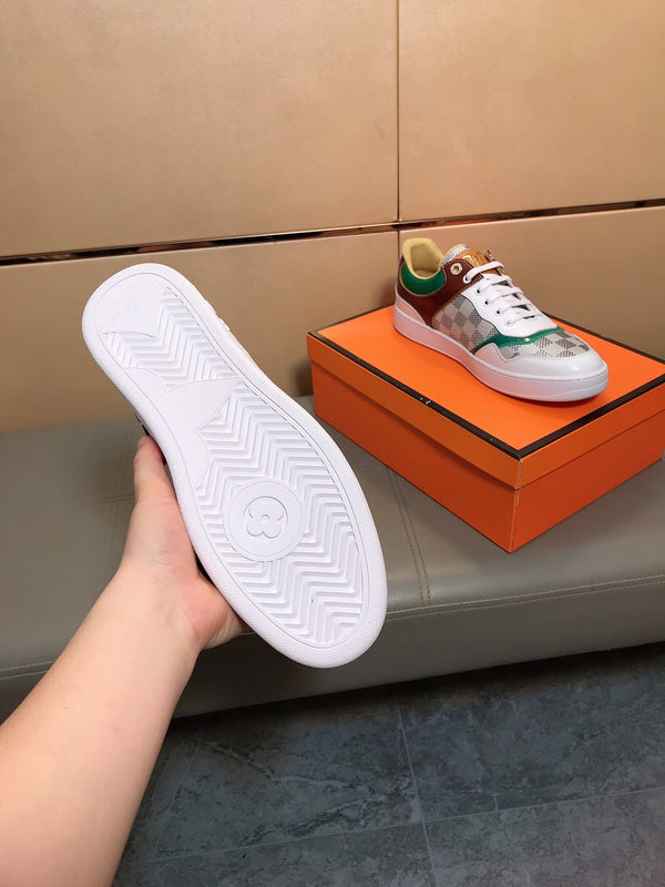 LV TRAINER WHITE CALFSKIN AND BEIGE BROWN DAMIER CANVAS