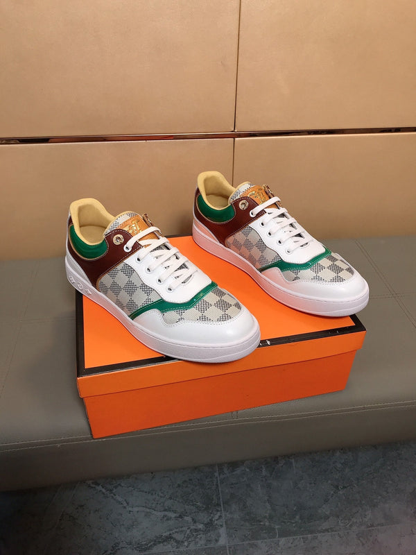 LV TRAINER WHITE CALFSKIN AND BEIGE BROWN DAMIER CANVAS