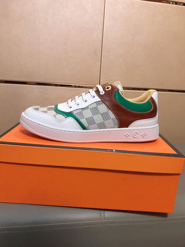LV TRAINER WHITE CALFSKIN AND BEIGE BROWN DAMIER CANVAS