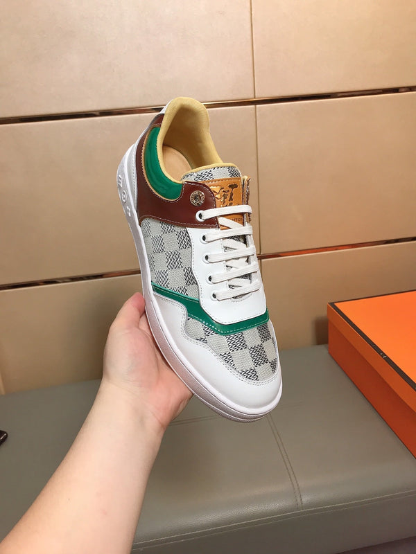 LV TRAINER WHITE CALFSKIN AND BEIGE BROWN DAMIER CANVAS