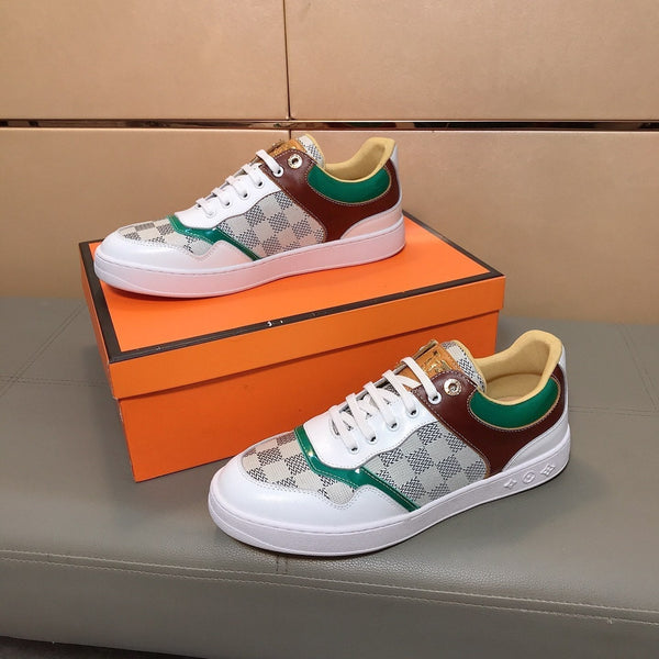 LV TRAINER WHITE CALFSKIN AND BEIGE BROWN DAMIER CANVAS