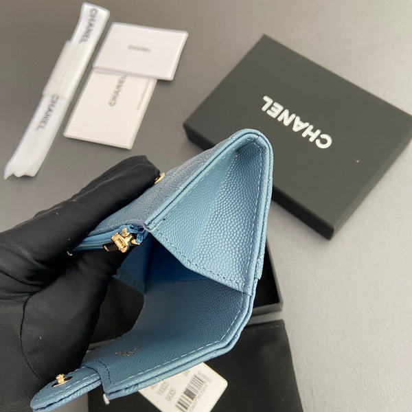 CC Zipper Flap Card Holder Blue Caviar GHW 234661