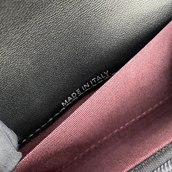 CC Zipper Flap Card Holder Black Sheepskin Sliver Steel 234675