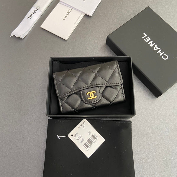 CC Zipper Flap Card Holder Black Sheepskin 234677