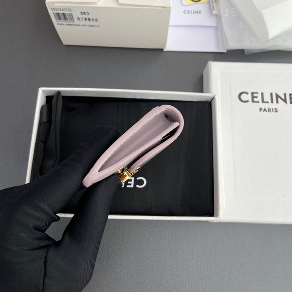 TRIOMPHE 10i583 Flap Card Holder Purple Shiny Cowhide