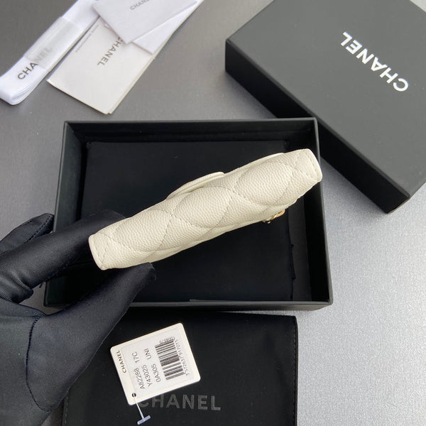 CC 82288 Classic Flap Wallet White Caviar GHW 229874