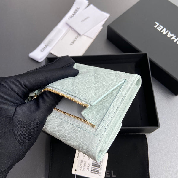 CC 82288 Classic Flap Wallet Light Blue Caviar GHW 229892