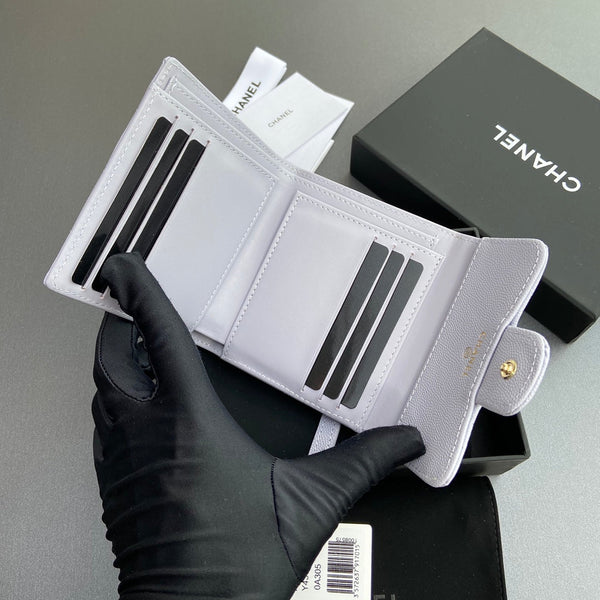 CC 82288 Classic Flap Wallet White Caviar GHW 229894