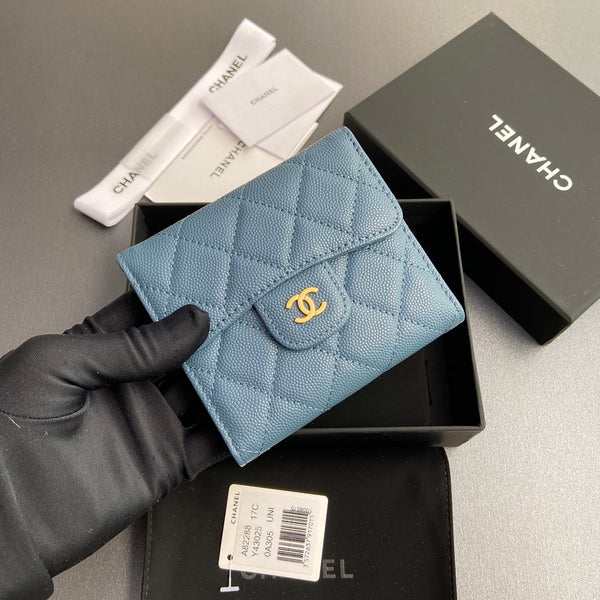 CC 82288 Classic Flap Wallet Blue Caviar GHW 229898