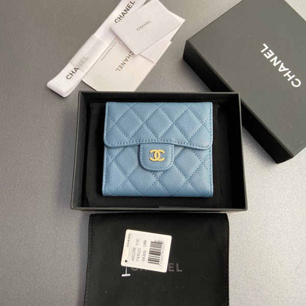 CC 82288 Classic Flap Wallet Blue Caviar GHW 229898