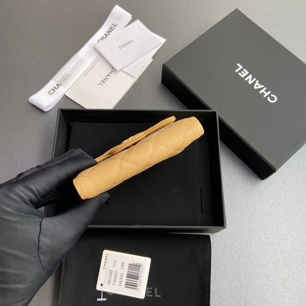 CC 82288 Classic Flap Wallet Beige Caviar GHW 229900