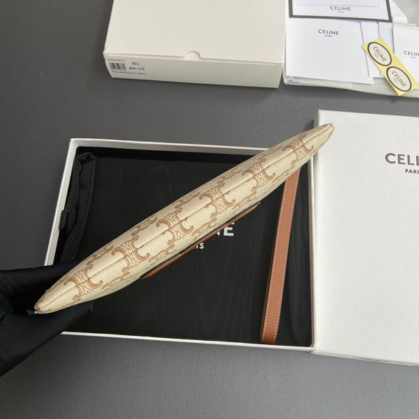 TRIOMPHE PRINT Small Pouch Tan Beige Cowhide