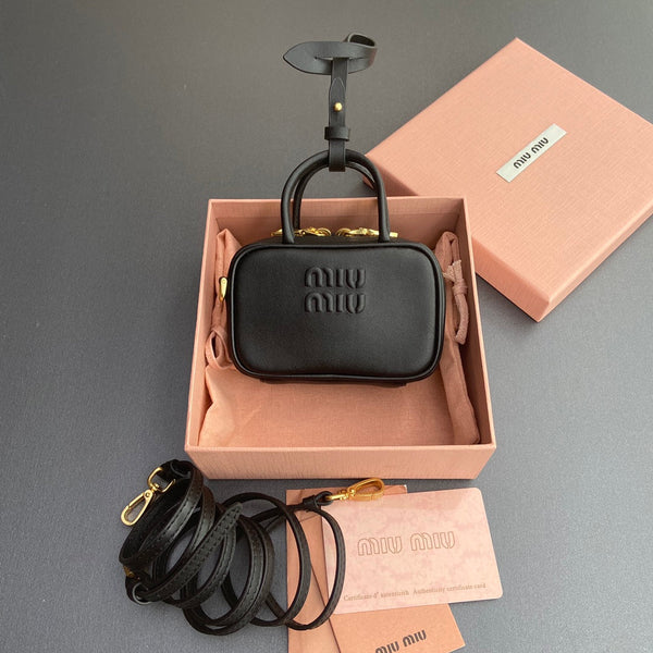 Miu 11 Black Beau Leather Micro Bag 240359