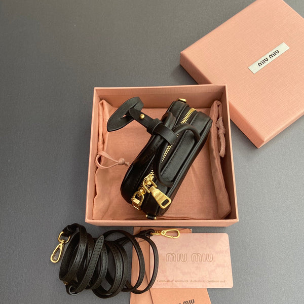 Miu 11 Black Beau Leather Micro Bag 240359
